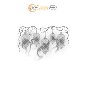 Halloween Haunted Lantern Row Laser Engraving for Slate