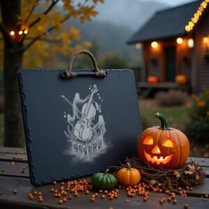 Halloween Haunted Violin Slate Cheese Board, Spooky Charcuterie,