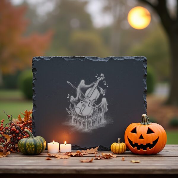 Halloween Haunted Violin Slate Cheese Board, Spooky Charcuterie,