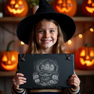 Halloween Haunted Well Slate Board, Laser Engraving File