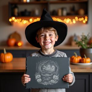 Halloween Haunted Well Slate Board, Laser Engraving File