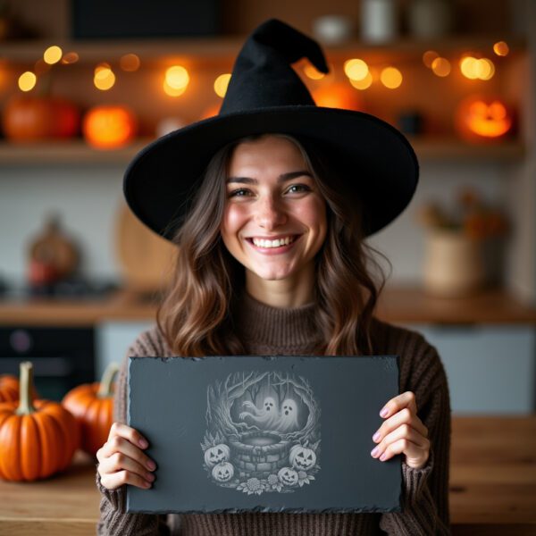 Halloween Haunted Well Slate Board, Laser Engraving File