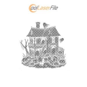 Halloween Laser Engraved Haunted Dollhouse Cheese Slate, Charcuterie