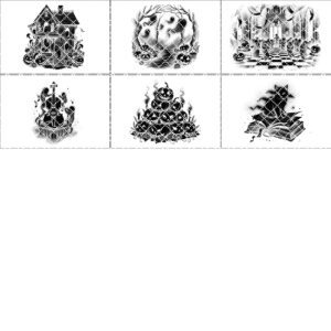 Halloween Laser Engraving Bundle, 6 Spooky PNG Designs