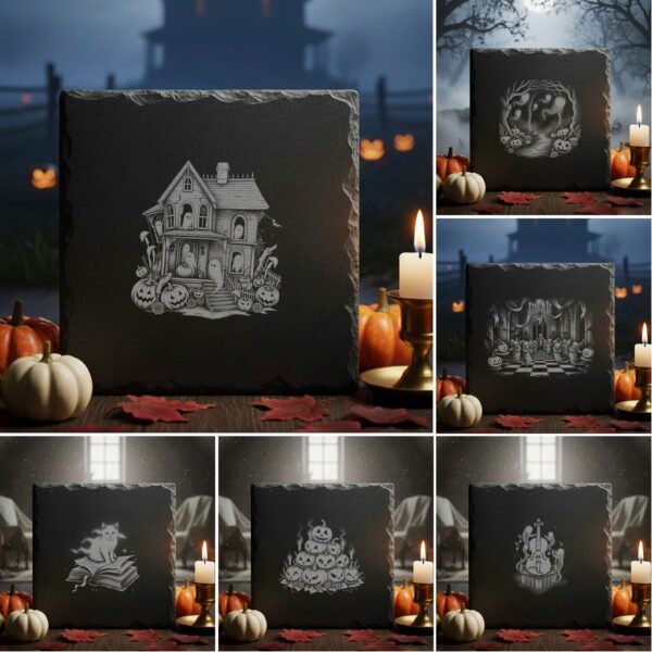 Halloween Laser Engraving Bundle, 6 Spooky PNG Designs