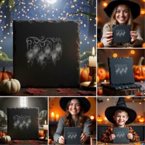 Halloween Laser Engraving Bundle, Spooky Coaster Designs, PNG