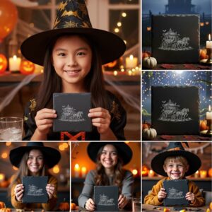 Halloween Laser Engraving Bundle, Spooky Coaster Designs, PNG