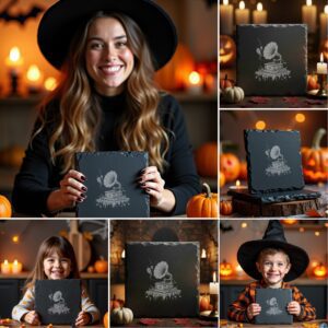 Halloween Laser Engraving Bundle, Spooky Coaster Designs, PNG