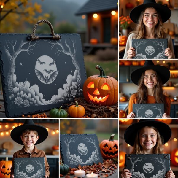 Halloween Laser Engraving Bundle, Spooky Slate Cheese Board,