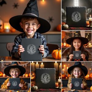 Halloween Laser Engraving Bundle, Spooky Slate Coaster Designs,