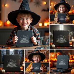 Halloween Laser Engraving Bundle, Spooky Slate Coaster Designs,