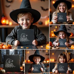 Halloween Laser Engraving Bundle, Spooky Slate Coaster Designs,