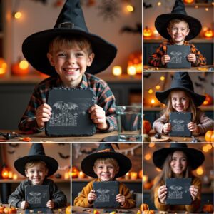 Halloween Laser Engraving Bundle, Spooky Slate Coaster Designs,