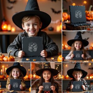 Halloween Laser Engraving Bundle, Spooky Slate Coaster Designs,