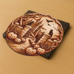 Halloween Laser Engraving File, 3D Cat Castle Illusion,