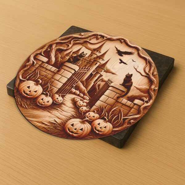 Halloween Laser Engraving File, 3D Cat Castle Illusion,