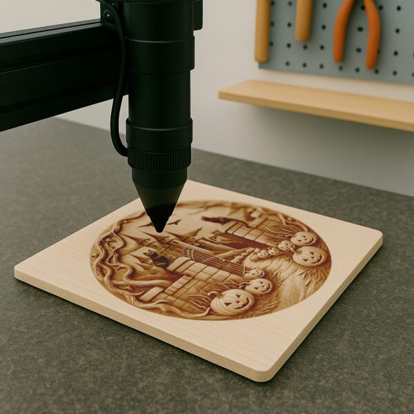 Halloween Laser Engraving File, 3D Cat Castle Illusion,