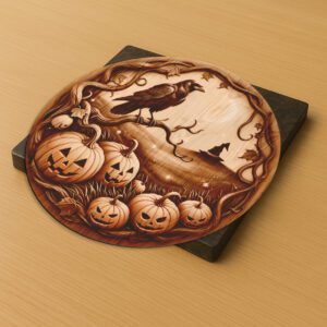 Halloween Laser Engraving File, 3D Illusion Crow and