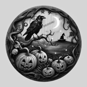Halloween Laser Engraving File, 3D Illusion Crow and