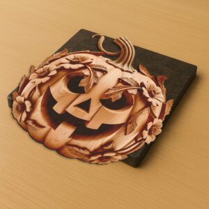 Halloween Laser Engraving File, 3D Pumpkin Head, Wood