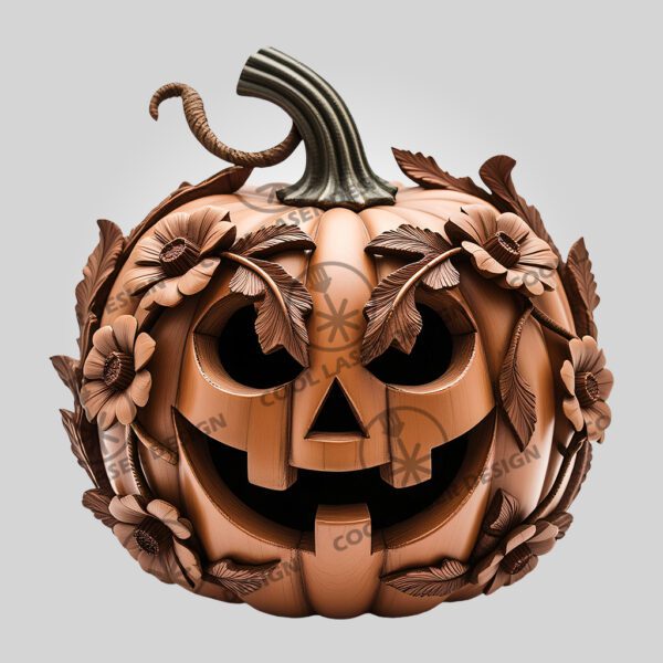 Halloween Laser Engraving File, 3D Pumpkin Head, Wood