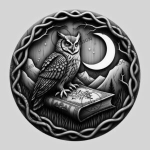 Halloween Laser Engraving File, 3D Wise Owl Spellbook,