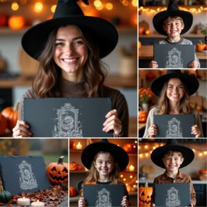 Halloween Laser Engraving File Bundle, 6 Spooky Slate