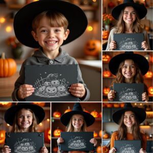 Halloween Laser Engraving File Bundle, 6 Spooky Slate