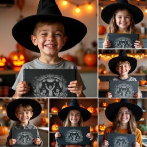 Halloween Laser Engraving File Bundle, Spooky Slate Board