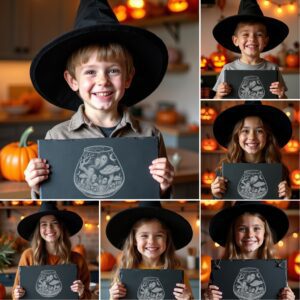 Halloween Laser Engraving File Bundle, Spooky Slate Board