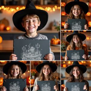 Halloween Laser Engraving File Bundle, Spooky Slate Board