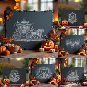 Halloween Laser Engraving File Bundle, Spooky Slate Board