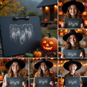 Halloween Laser Engraving File Bundle, Spooky Slate Board