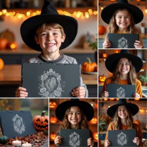 Halloween Laser Engraving File Bundle, Spooky Slate Board