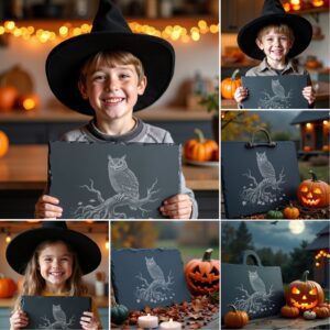 Halloween Laser Engraving File Bundle, Spooky Slate Cheese