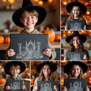Halloween Laser Engraving File Bundle, Spooky Slate Cheese
