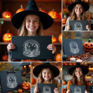 Halloween Laser Engraving File Bundle, Spooky Slate Cheese