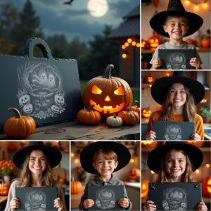 Halloween Laser Engraving File Bundle, Spooky Slate Cheese