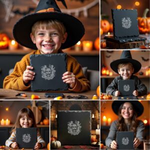Halloween Laser Engraving File Bundle, Spooky Slate Coaster