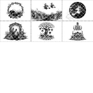 Halloween Laser Engraving File Bundle, Spooky Slate Coaster