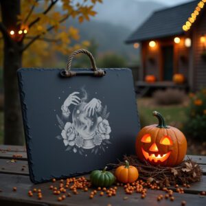 Halloween Laser Engraving File for Slate Cheese Board,
