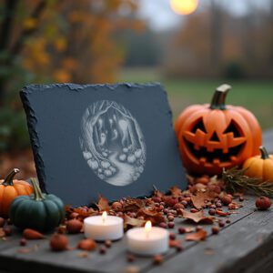 Halloween Laser Engraving File for Slate Cheese Board,