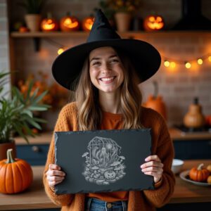 Halloween Laser Engraving File for Slate Cheese Board,