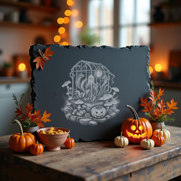 Halloween Laser Engraving File for Slate Cheese Board,