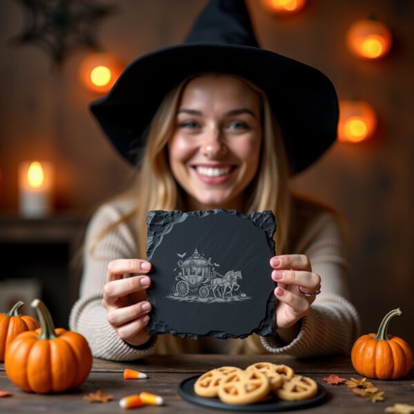 Halloween Laser Engraving File, Gothic Pumpkin Carriage Parade