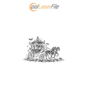 Halloween Laser Engraving File, Gothic Pumpkin Carriage Parade