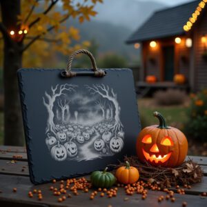 Halloween Laser Engraving File, Haunted Pumpkin Design for