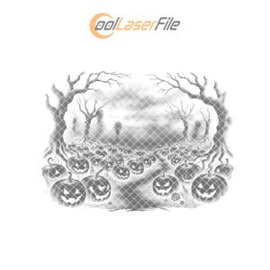 Halloween Laser Engraving File, Haunted Pumpkin Design for