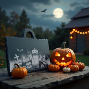 Halloween Laser Engraving File, Jack O Lantern Slate