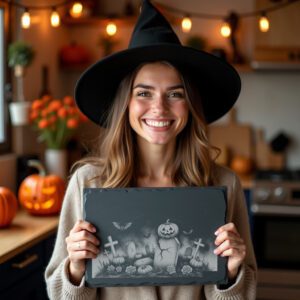 Halloween Laser Engraving File, Jack O Lantern Slate